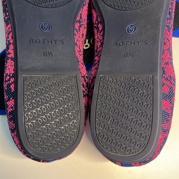 Rothys Fuchsia Navy Snakeskin Python Print Women’s Size 6.5 - Picture 16 of 16